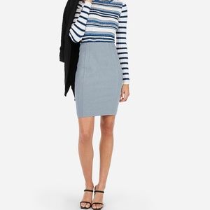 Express Slate Blue Seamed Pencil Skirt